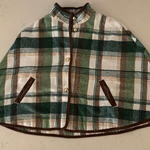 Janie and Jack Plaid Cape with Green and Brown